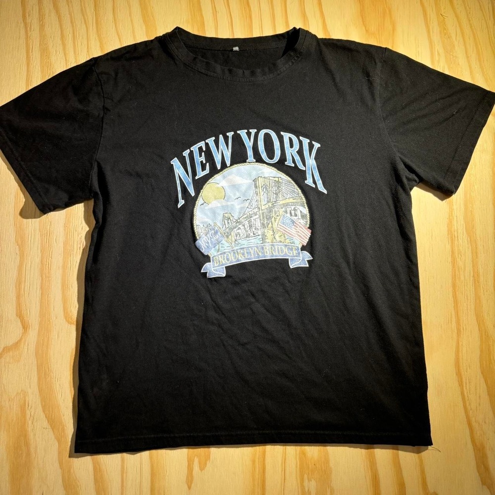 Unbranded New York Brooklyn Bridge Graphic T-Shirt Black Medium Unisex NYC Tee